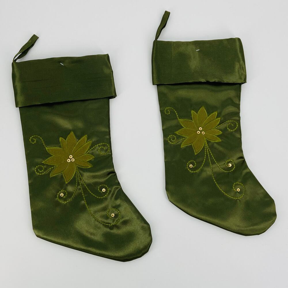 Olive Green Flower Stockings